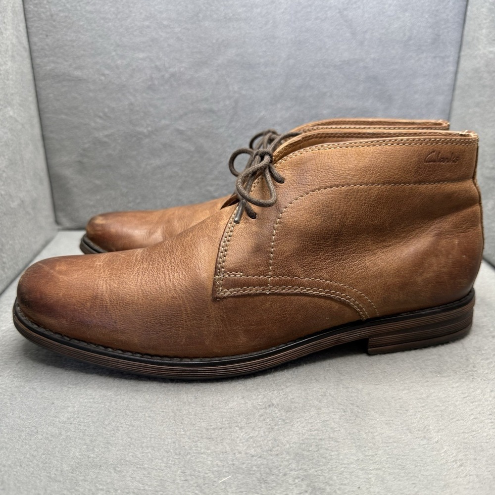 Clarks 1825 Men's Size 8.5 M Brown Leather Chukka Ankle Boots Ortholite Lace Up